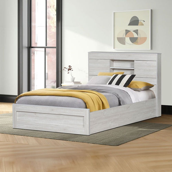 DANUBE | Tisley 120x200 Single Bed with underbed Storage Light Oak White Faux Marble | 813300100076