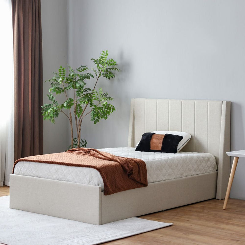 DANUBE | Supreme Benz Upholstered Single Bed-Beige | 813300100147
