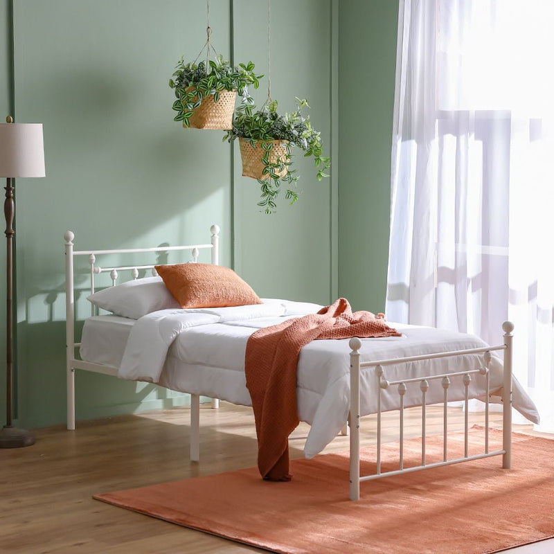 DANUBE | Bella Arrow 120x200 Metal Twin Bed White | 813300100154