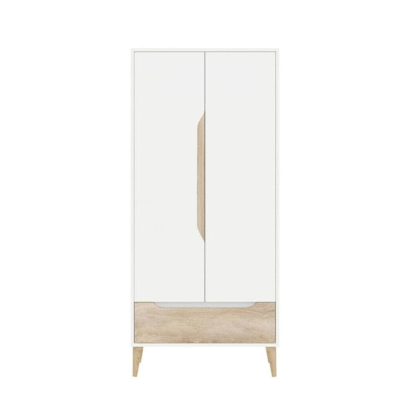 DANUBE | Aurora 2 Door Wardrobe W/Drawer - White / Natural | 813300300023