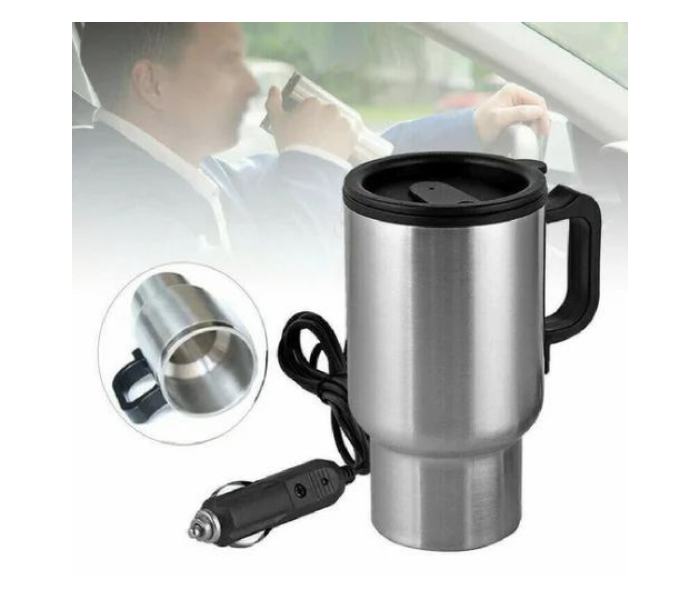 Portable Stainless Steel 12 Volt Car Travel Water and Coffee Maker Mug With Handle, 414ml/14OZ, C70 | JPO6469