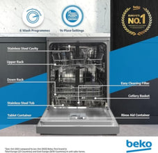 BEKO | Dishwasher 14 Place Settings Silver | BDFN36422SQ