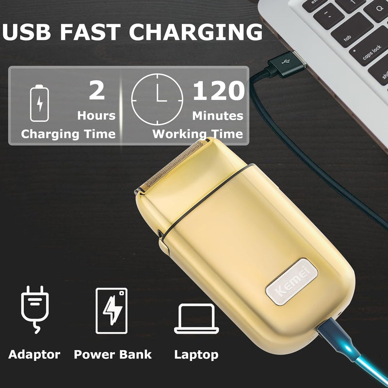 كيمي | ماكينة حلاقة كهربائية مزدوجة معدنية لاسلكية | KM-TX1