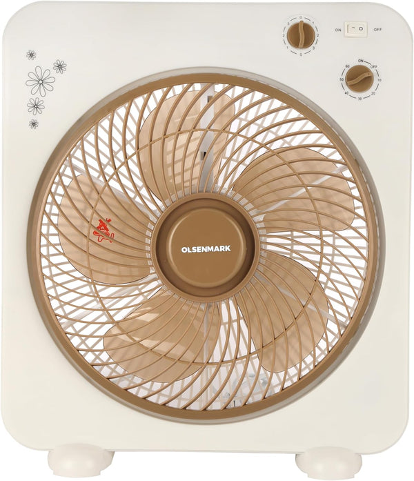 OLSENMARK | 12" Portable Box Fan with Hight Quality Motor, Overheat Protection, 3-Speed Controls | OMF1759