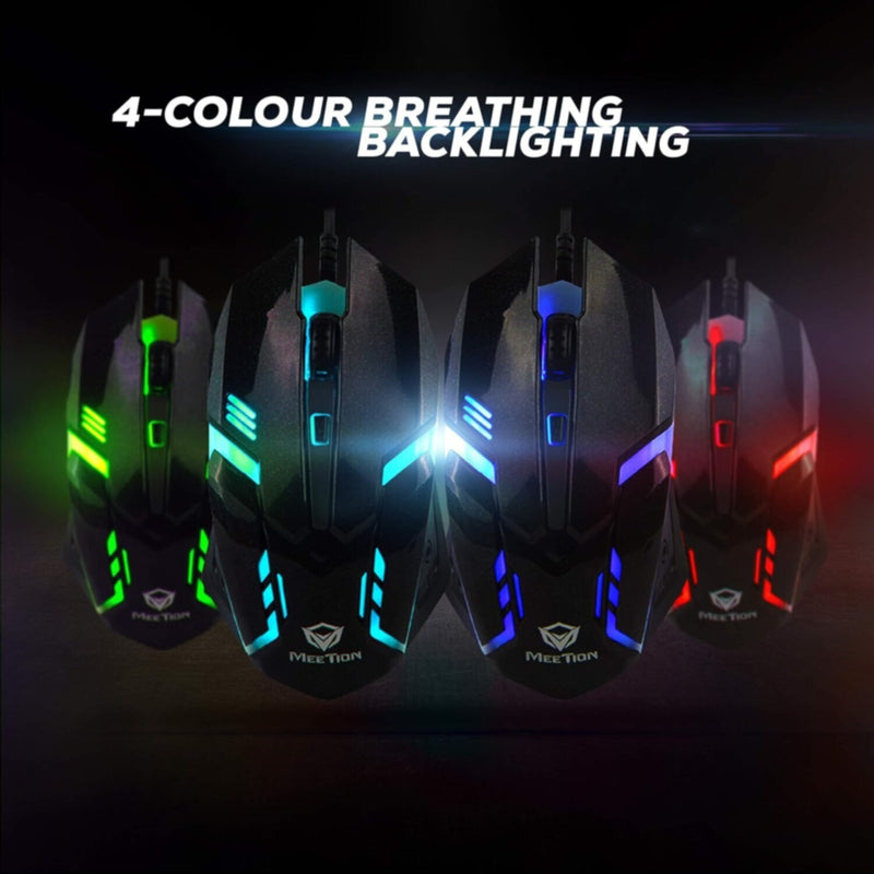 MEETION | USB Wired Gaming Mouse 4 Buttons Rainbow Backlit | MT-M371