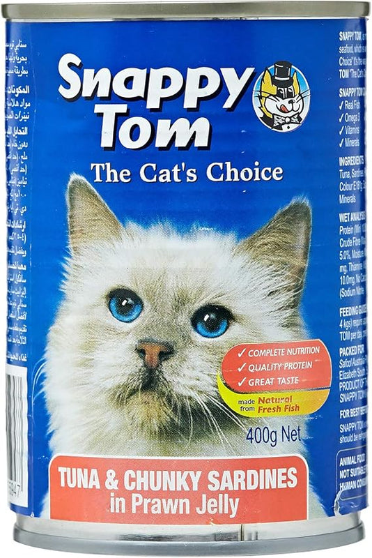 SNAPPY TOM | Tuna And Chunky Sardines In Prawn Jelly Wet Food 400g | SNP101CON00005