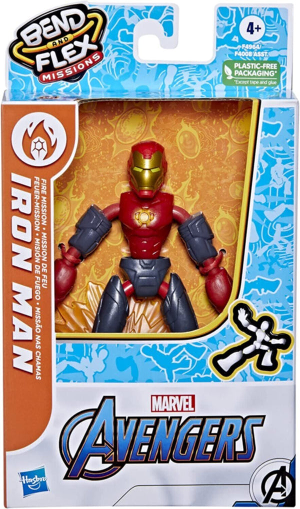 HASBRO | Avengers Bend And Flex Iron Man Fire Mission Toy 6"inch | HSO106TOY01293