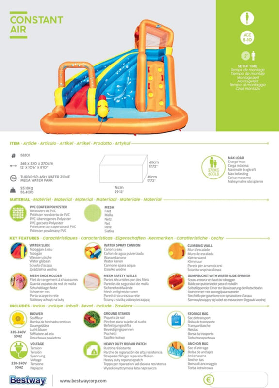 BESTWAY | Turbo Splash Water Zone Mega Water Park 12' x 10'6