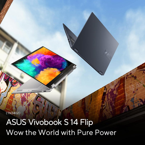 ASUS | Vivobook S 14 Flip Convertible Laptop 14inch WUXGA Touchscreen AMD Ryzen 5 7430U 8GB RAM 512GB SSD TN3402YA-LZ327W | MASITNTN34084