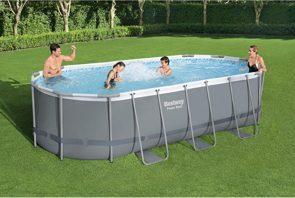 BESTWAY | Power Steel Oval Pool With Flowclear Filter Pump  18ftx9ftx48inch | BES115TOY01849