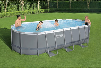 BESTWAY | Power Steel Oval Pool With Flowclear Filter Pump  18ftx9ftx48inch | BES115TOY01849