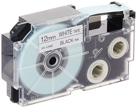 CASIO | Label Printer Tape Black and White 12mm | XR-12WE1-W-DJ1