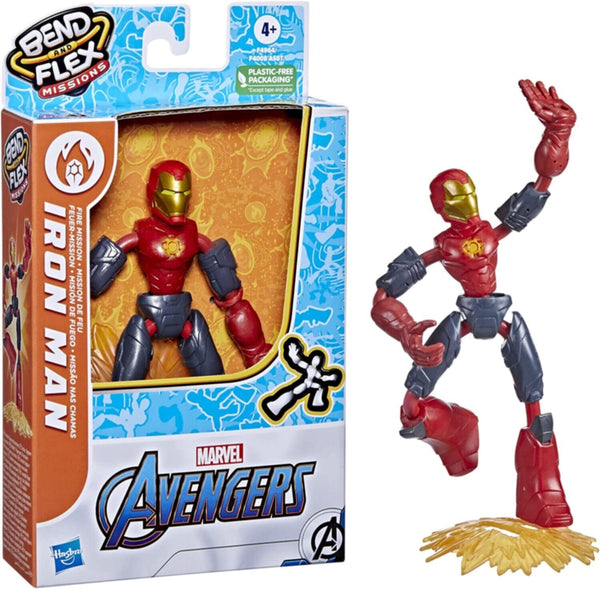 HASBRO | Avengers Bend And Flex Iron Man Fire Mission Toy 6"inch | HSO106TOY01293
