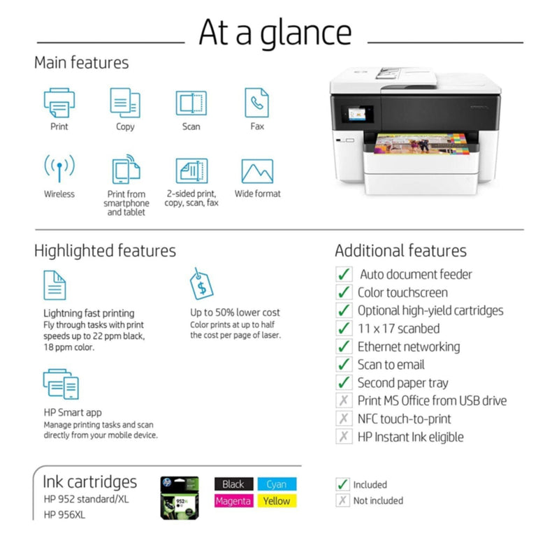 HP | OfficeJet Wide Format All-in-One Printer White | Pro 7740