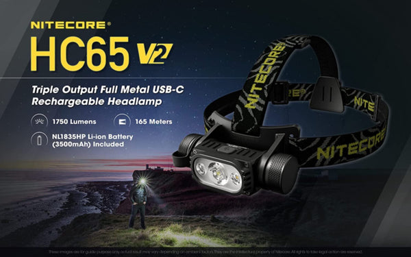 NITECORE | 1750 Lumen USB-C Rechargeable Headlamp with Battery | HC65 V2