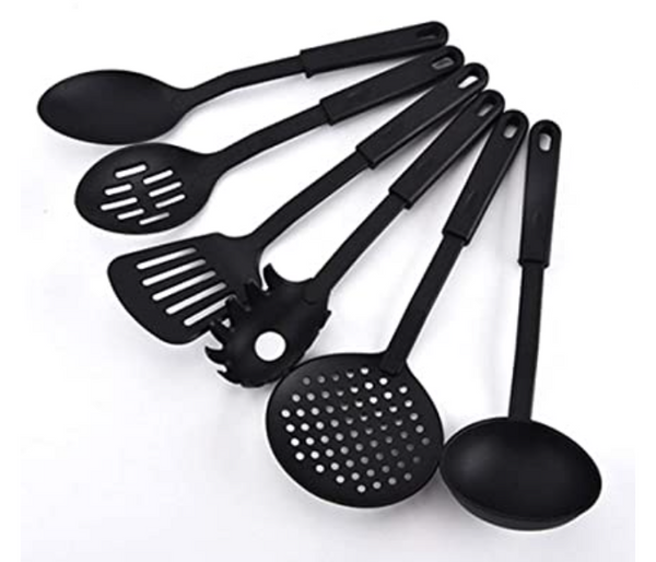 RMN 6 Piece Heat-Resistant Non Stick Kitchen Tool Set - Black  | JPK9189