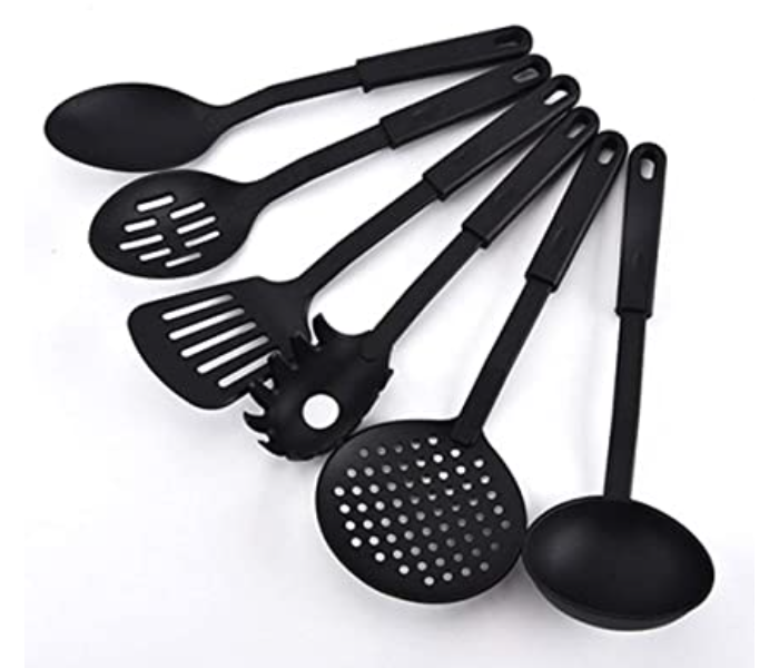RMN 6 Piece Heat-Resistant Non Stick Kitchen Tool Set - Black  | JPK9189