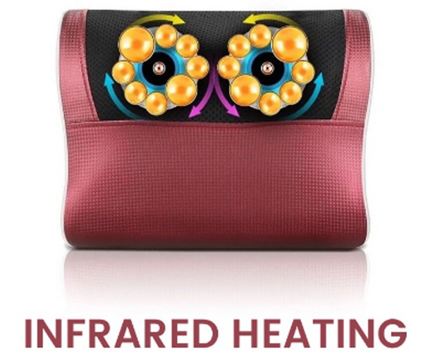 Neck Shoulder Relax Body Massage Cushion 16 Rollers Warm Cervical Back Waist Multi-functional Massager Pillow | JPO6652