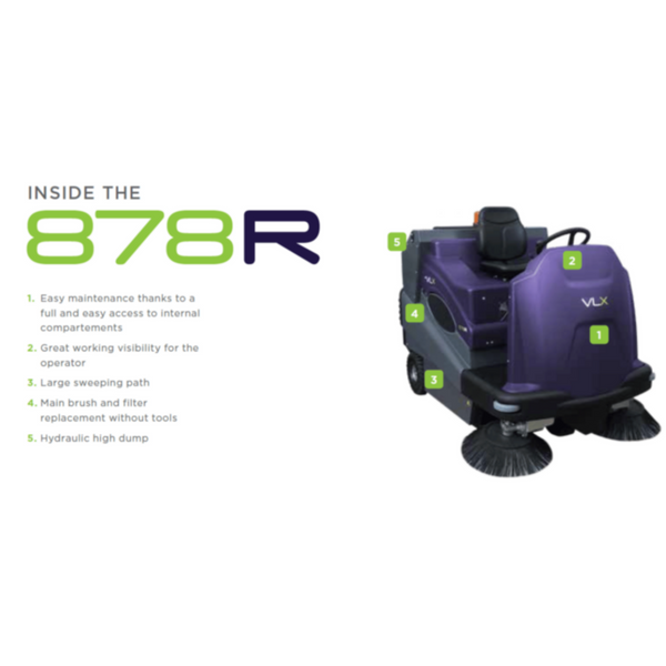 VLX | 800mm Large Rider Electric Floor Sweeper | 878