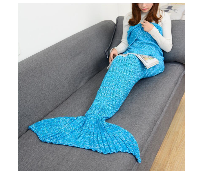 FN-Super Soft Crochet Mermaid Tail Blanket For Kids (85cm)- Blue | JPJ7882