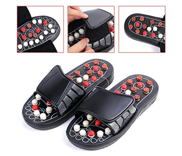 Acupuncture Therapy Foot Massage 40/41 Sized Slippers - Black | JPL6198