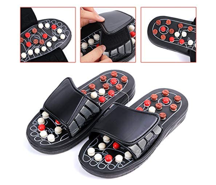 Acupuncture Therapy Foot Massage 40/41 Sized Slippers - Black | JPL6198