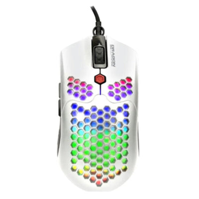 DRAGONWAR | Ultra-Light Honeycomb RGB Gaming Mouse 12000 DPI White | ELE-G25-WH