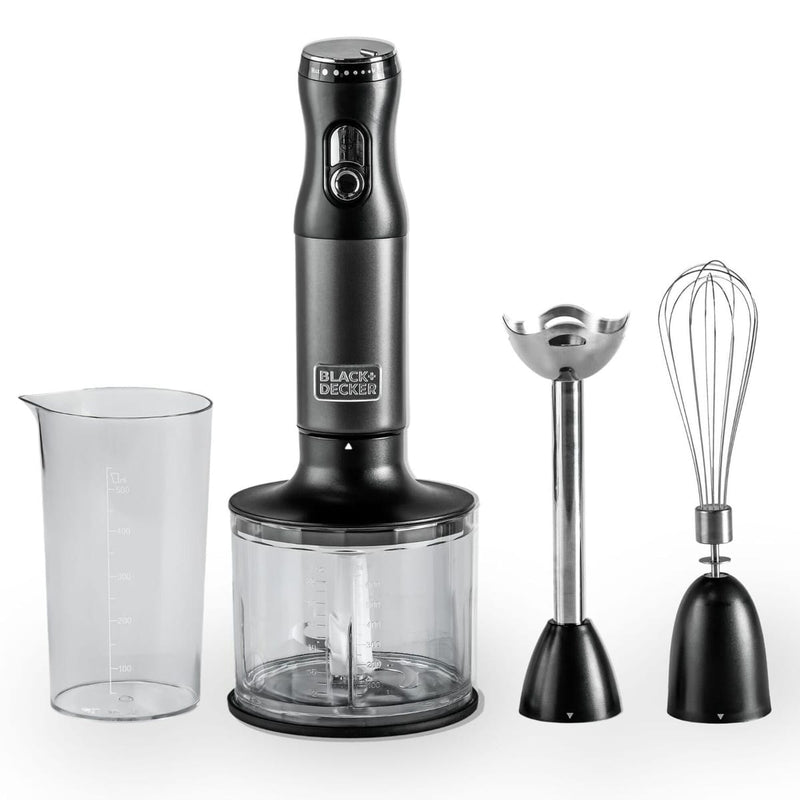 BLACK + DECKER | Stainless Steel Hand Blender with Chopper 600W | SSHB625-B5