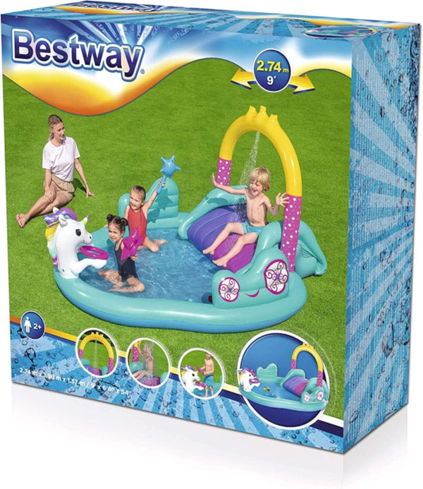 BESTWAY | Magical Unicorn Carriage Play Center 9' x 6'6" x 54"/2.74m x 1.98m x 1.37m | BES115TOY01323