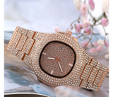 Luxury Quartz Watch with High Quality Cubic Imprint Cut Stone for Women - Rose Gold | JPN3936