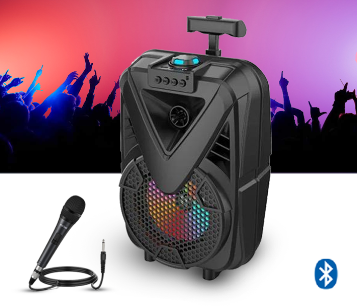 RMN Portable Outdoor Speaker Color Lamp,Trolley Wireless Led Trolley Speaker For Party, Battery Powered Speaker 8 inch speaker With Microphone | JPN1149