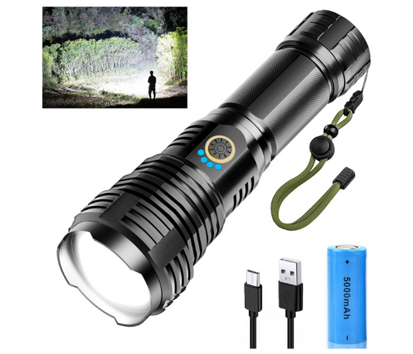 P90 Super Light Rechargeable Led Zoomable Flashlight Aerospace Aluminum Alloy | JPM8431