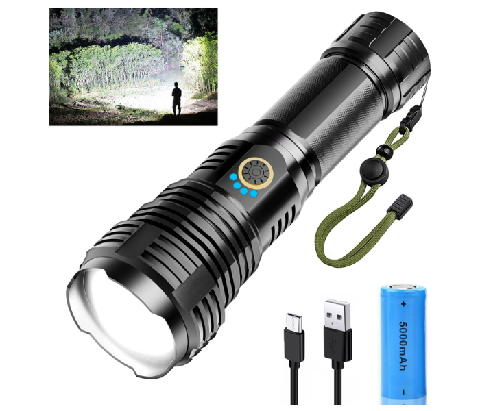 P90 Super Light Rechargeable Led Zoomable Flashlight Aerospace Aluminum Alloy | JPM8431