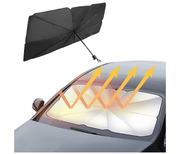 Foldable Windshield UV Block Sun Shade Car Front Window Heat Insulation Covering Umbrella - Black | JPI6456