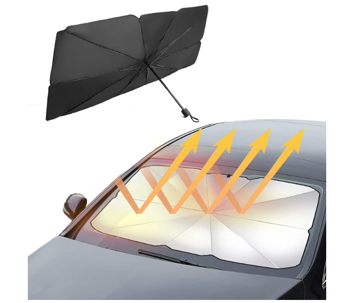 Foldable Windshield UV Block Sun Shade Car Front Window Heat Insulation Covering Umbrella - Black | JPI6456