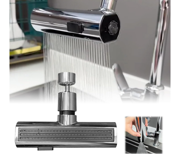 3 in 1 Waterfall Kitchen Faucet Tap with Pull Down Sprayer New Waterfall 360° Kitchen Sink Faucet Stainless Steel Adjustable Height Pull-Out Tube Hot Cold Switch Faucet | JPN5087