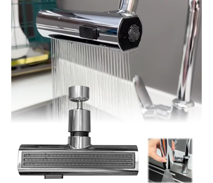 3 in 1 Waterfall Kitchen Faucet Tap with Pull Down Sprayer New Waterfall 360° Kitchen Sink Faucet Stainless Steel Adjustable Height Pull-Out Tube Hot Cold Switch Faucet | JPN5087