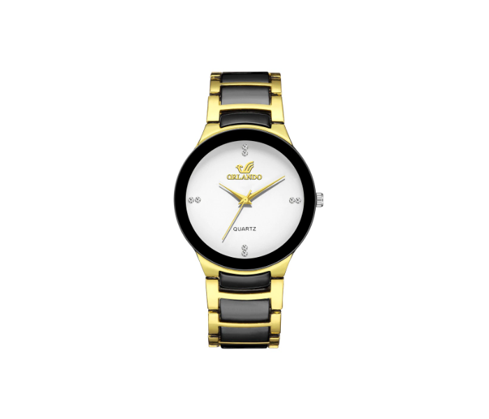 Orlando White Dial Small Fashion Watches - Black and Gold  | JPI8633