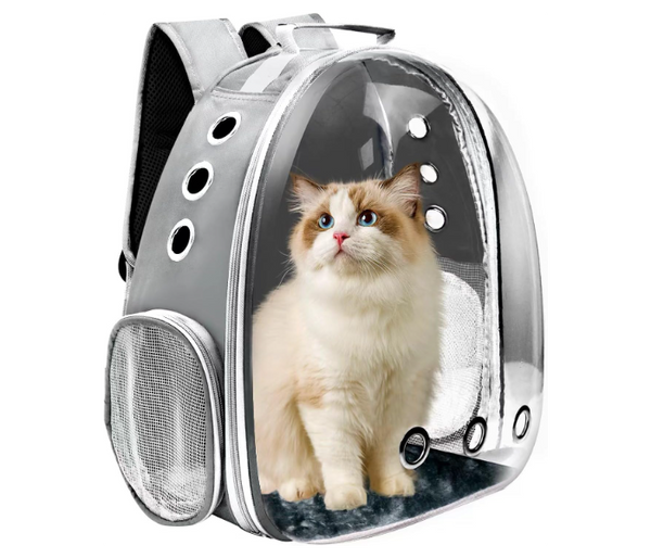 Transparent Space Capsule Cat Backpack Carrier Breathable Backpack for Cats & Small Dogs - Grey | JPO6025