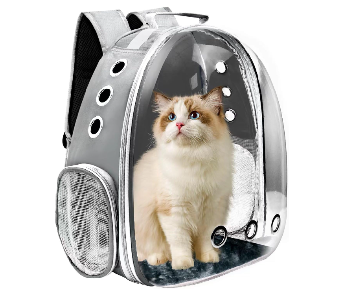 Transparent Space Capsule Cat Backpack Carrier Breathable Backpack for Cats & Small Dogs - Grey | JPO6025