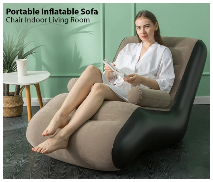 Creative inflatable recliner, inflatable sofa lounger, lazy floor chair with armrests, suitable for indoor living room bedroom, outdoor travelling camping | JPN8390