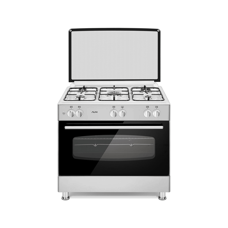 ALM |  Free Standing Gas Cooker 90X60 5 Top Burner White Single Burner Oven | ALM-9060GWO