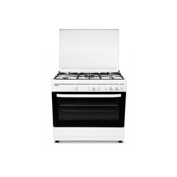 ALM | Free Standing Gas Cooking 90X60 5 Burner White Grill + Oven | ALM-9060GWS