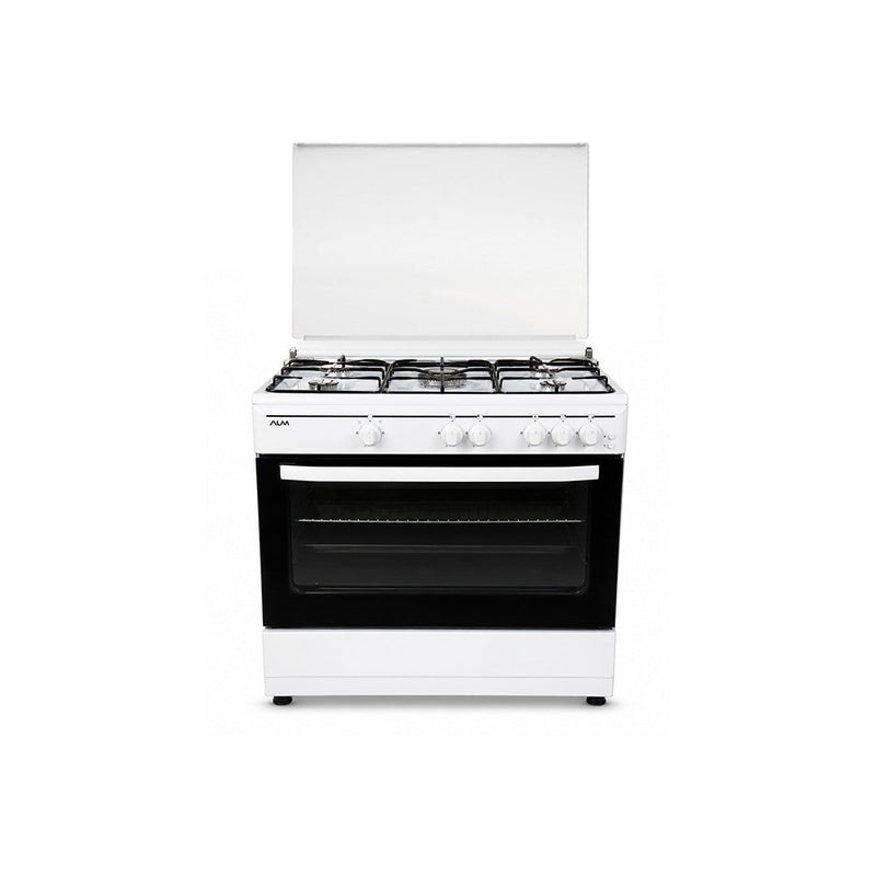 ALM | Free Standing Gas Cooking 90X60 5 Burner White Grill + Oven | ALM-9060GWS