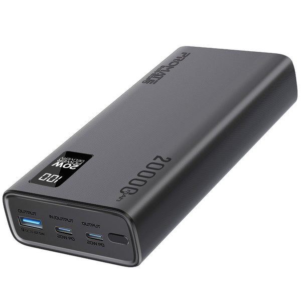 PROMATE | Super Slim 20000 MAH PB With 35W Dual USD -C Port Black | BOLT-20PD+.BLACK