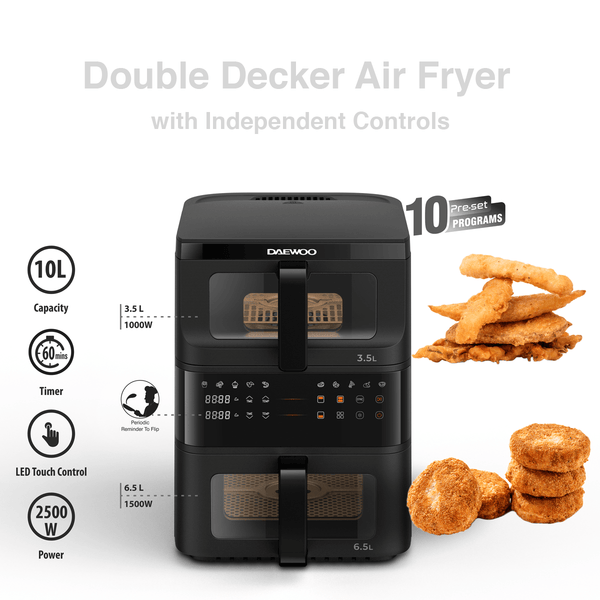 DAEWOO | Double Decker Air Fryer 10Ltrs | DAF 1025
