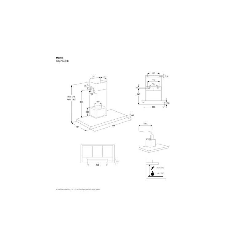 AEG | Chimney Hood 60cm 3 speeds Black | GB67D61HB