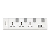GEEPAS | 3 Way Extension Socket with 2 USB Port White | GES5803