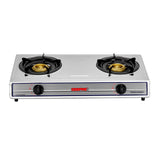 GEEPAS | Stainless Steel Gas Cooker Double Cast Iron Burner Stovetop Silver | GK5605