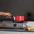 GEEPAS | Stainless Steel Gas Cooker Double Cast Iron Burner Stovetop Silver | GK5605